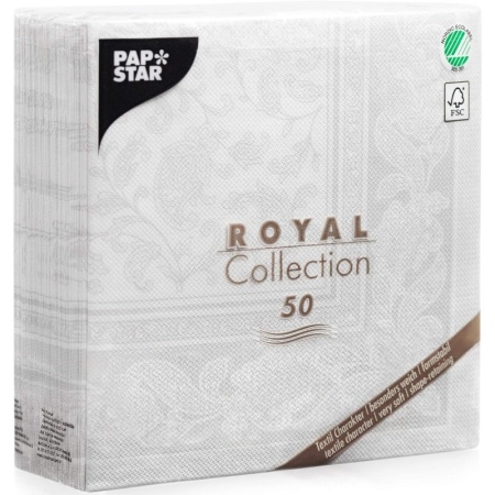 Салфетка 40x40см ROYAL Collection Ornaments белая, 50шт детальная картинка 