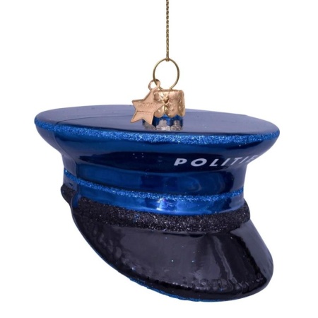 Новогоднее украшение из стекла Vondels "Полицейская фуражка" 4.5см детальная картинка 