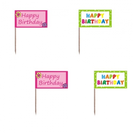 Деко-пика 8см HAPPY BIRTHDAY, 20шт детальная картинка 