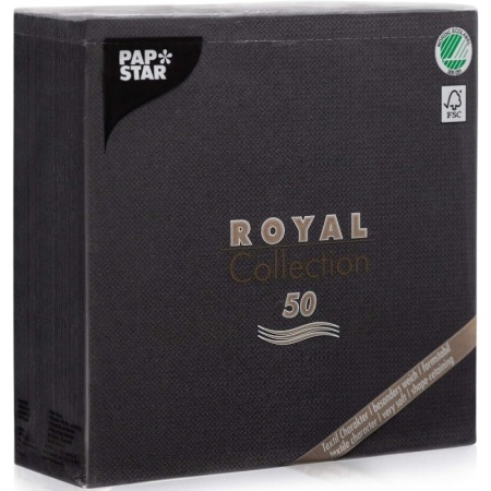 Салфетка 40x40см ROYAL Collection черная, 50шт детальная картинка 