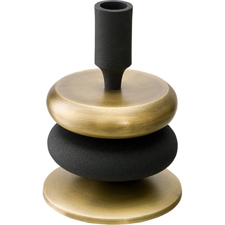 Подсвечник 17см Stone черный/античная латунь детальная картинка 