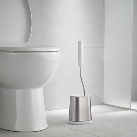 Ершик для унитаза Flex Lite Steel белый - 70561 Joseph Joseph детальная картинка 