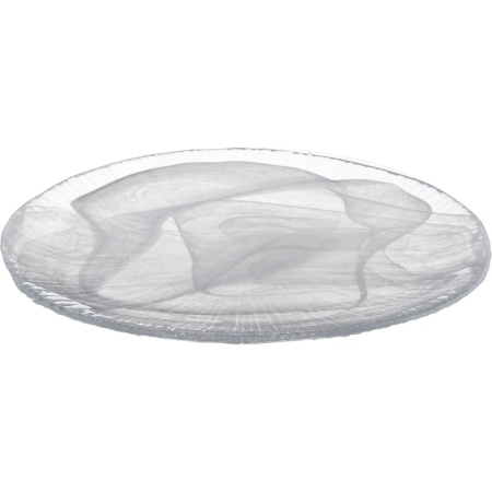 Блюдо овальное стеклянное 38x25x(h)3см Focus белый дым детальная картинка 