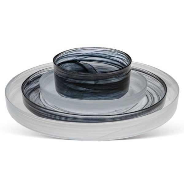 Фото Блюдо стеклянное Ø21см Asos белый дым