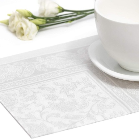 Салфетка 40x40см ROYAL Collection Ornaments белая, 20шт детальная картинка 