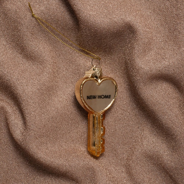 Фото Новогоднее украшение из стекла Vondels "Блестящий ключ" 8.5см