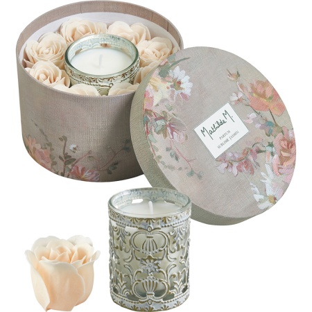 Подарочный набор аромасвеча + роза из мыла Carnets d'Artistes - Sublime Jasmin - Великолепный жасмин детальная картинка 