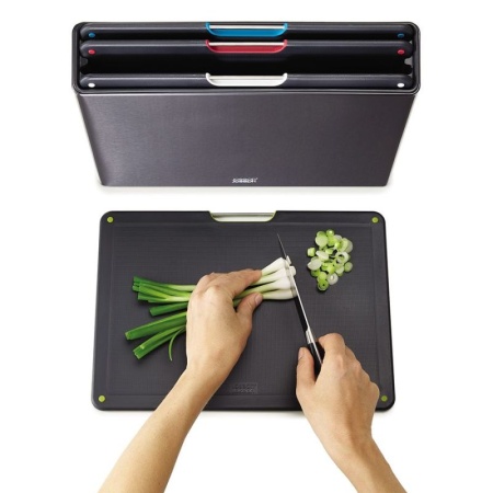 Набор разделочных досок 34x24см Folio Steel черный, 4шт - 60171 Joseph Joseph детальная картинка 