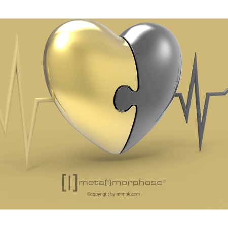 Брелок для ключей "Две половины сердца" - черный и золотой детальная картинка 