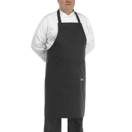 Фартук с нагрудником и карманом - Big (5XL-6XL-7XL) - черный - 65% полиэстер, 35% хлопок детальная картинка 