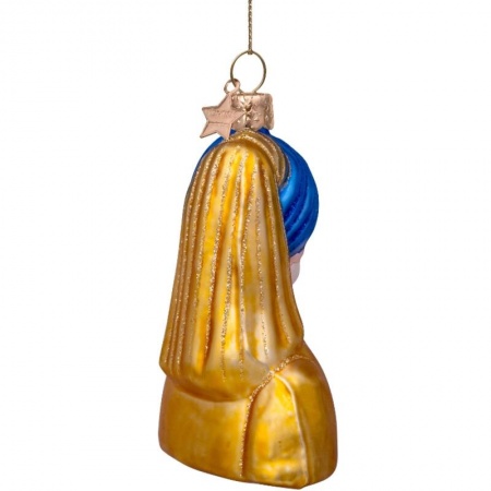 Новогоднее украшение из стекла Vondels "Девушка с жемчужной серёжкой" 8см - в подарочной коробке детальная картинка 