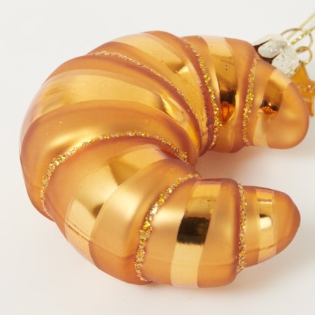 Новогоднее украшение из стекла Vondels "Золотой круассан" 10см детальная картинка 