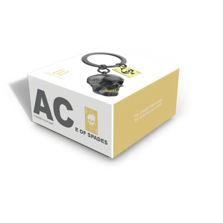 Брелок для ключей "Черный череп и игральная карта" детальная картинка 