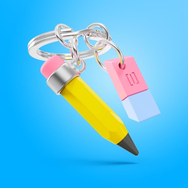 Фото Брелок для ключей "Карандаш и ластик"