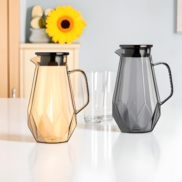 Фото Кувшин 1700мл с метал.крышкой Консул грани/карамель