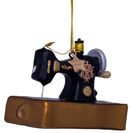 Новогоднее украшение из стекла Vondels "Винтажная швейная машинка" 9см детальная картинка 
