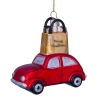 Новогоднее украшение из стекла Vondels "Красная машина с золотой сумкой" 9см детальная картинка 