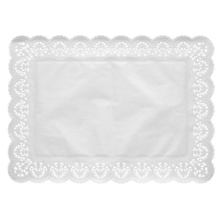 Салфетки кружевные прямоугольные 45x32см, 100шт детальная картинка 