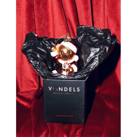 Новогоднее украшение из стекла Vondels "Мишка в новогоднем наряде" 9.5см детальная картинка 