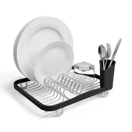 Сушилка для посуды Sinkin 35.5x28см черная, никель детальная картинка 