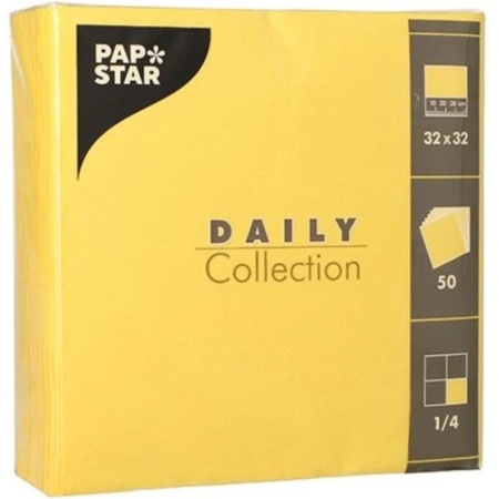 Салфетка 2сл 1/4 32x32см DAILY Collection желтая, 50шт детальная картинка 