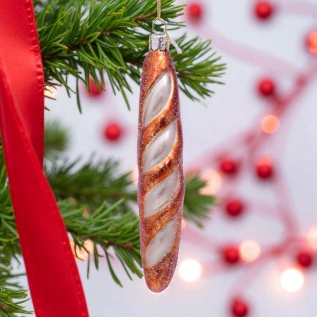 Новогоднее украшение из стекла Vondels "Французский багет" 15см детальная картинка 