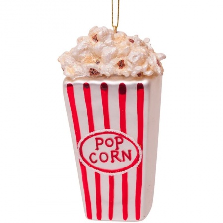 Новогоднее украшение из стекла Vondels "Попкорн в красно-белую полоску" 11см детальная картинка 