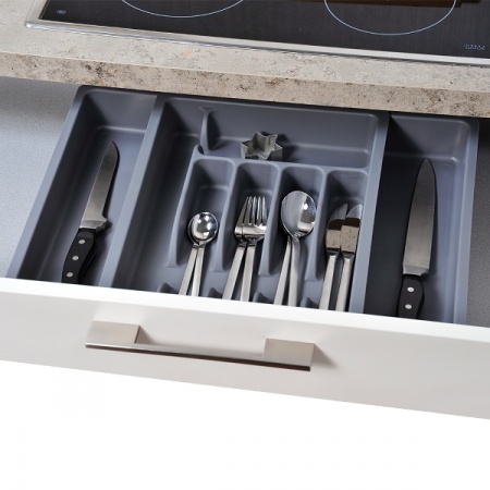 Органайзер для столовых приборов 29-50x38см раздвижной, серый детальная картинка 