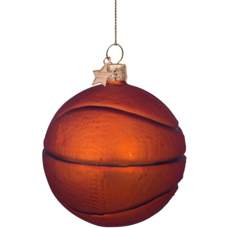 Новогоднее украшение из стекла Vondels "Баскетболный мяч" basketball 9см детальная картинка 