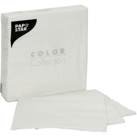 Салфетка 3сл 25x25см COLOR Collection белая, 20шт детальная картинка 