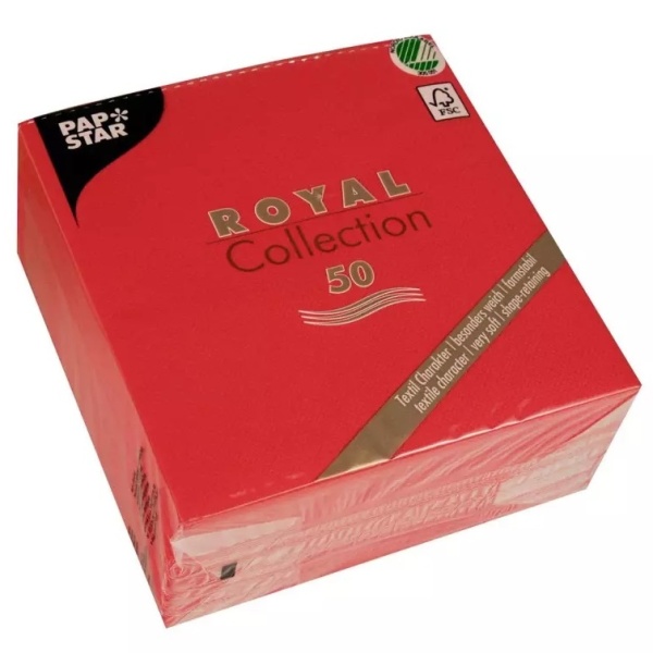 Фото Салфетка 1/4 33x33см ROYAL Collection красная, 50шт