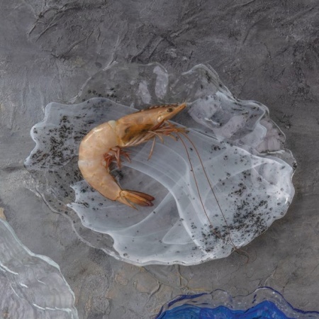 Блюдо овальное стеклянное 30x22x(h)4см Mabel дымчатое детальная картинка 