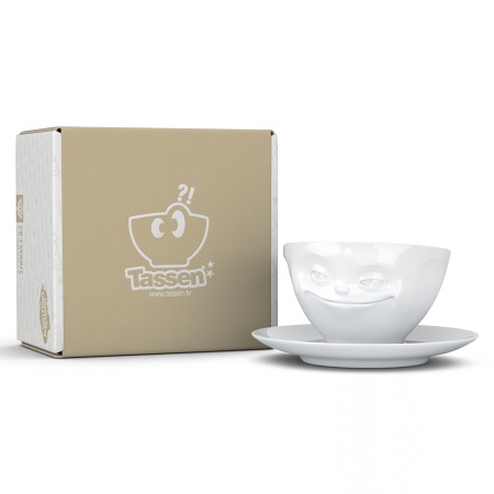 Чашка с блюдцем 200мл Tassen Grinning белая детальная картинка 