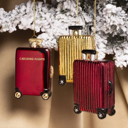 Новогоднее украшение из стекла Vondels "Блестящий чемодан" 10см детальная картинка 