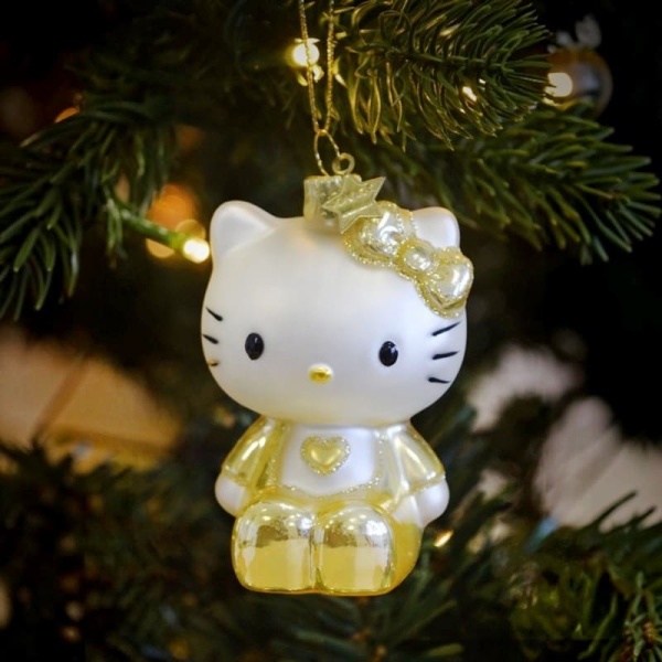 Фото Новогоднее украшение из стекла Vondels 'Золотой Hello Kitty baby' 8см