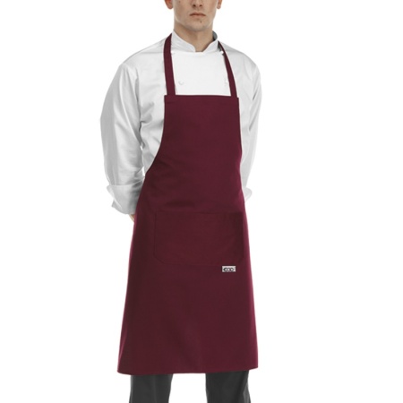 Фартук с нагрудником и карманом - цвет Bordeaux - 65% полиэстер, 35% хлопок детальная картинка 