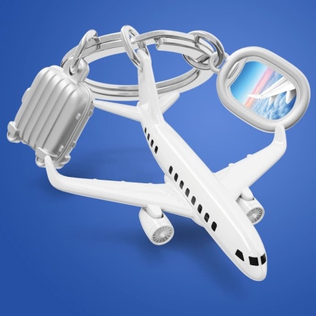 Брелок для ключей "Самолет, чемодан и иллюминатор" детальная картинка 