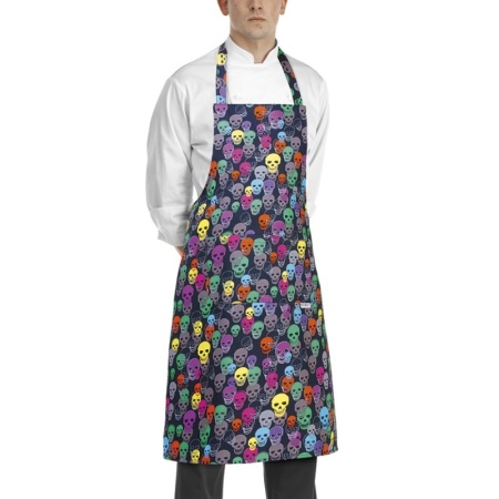 Фартук с нагрудником и карманом, поварской колпак - цвет color skulls - 100% хлопок - 190г/м2 детальная картинка 