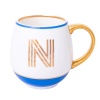 Кружка с блюдцем «Library» золотая буква «N» (голубого цвета) детальная картинка 