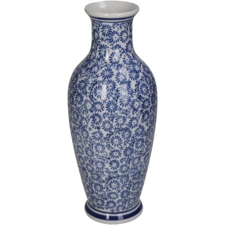 Ваза для цветов фарфоровая 10x10x26см синяя детальная картинка 