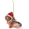 Новогоднее украшение из стекла Vondels "Маленькая такса в шапке" 8см детальная картинка 