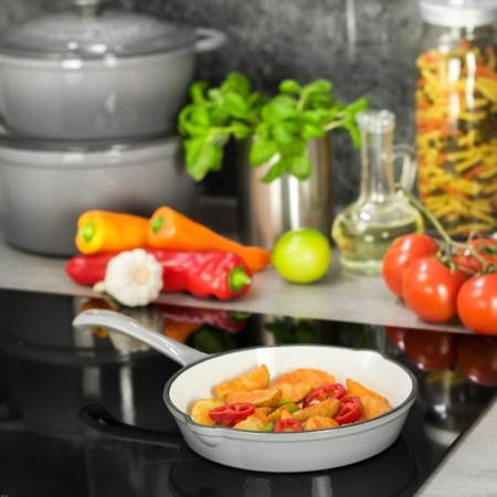 Сковорода чугунная эмалированная Ø20см серая детальная картинка 