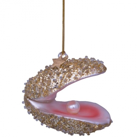 Новогоднее украшение из стекла Vondels "Блестящая устрица" 7см детальная картинка 