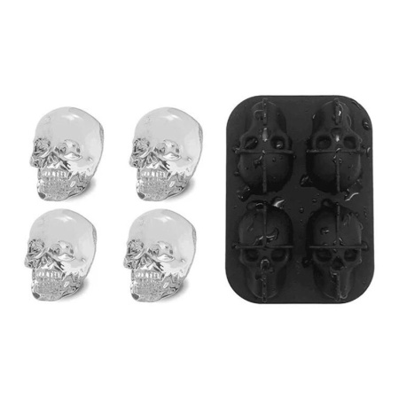 Форма силиконовая для льда "Череп" 4 ячейки Barbossa детальная картинка 