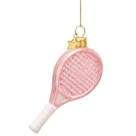 Новогоднее украшение из стекла Vondels "Розовая теннисная ракетка" 10см детальная картинка 