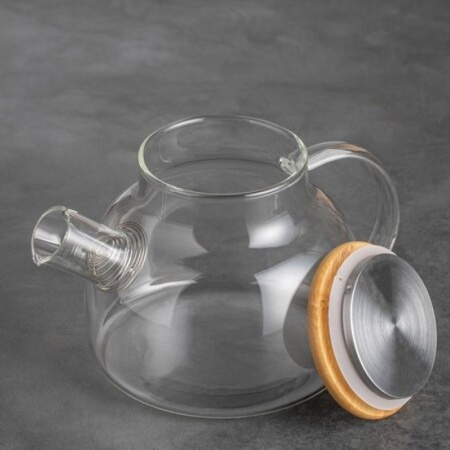 Чайник заварочный стеклянный 600мл Гранат с металлическим ситом детальная картинка 