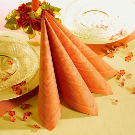 Салфетка 40x40см ROYAL Collection Ornaments оранжевая, 20шт детальная картинка 