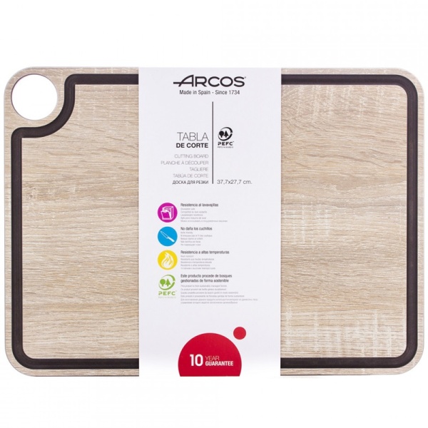 Фото Доска разделочная 38x28см с желобом NATURAL Arcos