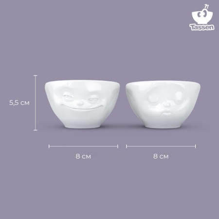 Набор чаш 100мл Tassen Grinning & Kissing белый, 2шт детальная картинка 