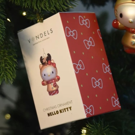 Новогоднее украшение из стекла Vondels 'Hello Kitty-олень' 10см детальная картинка 